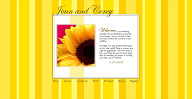 Stripes - Sunflower Wedding Website Design