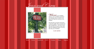 Stripes - Deep Red Wedding Website Design