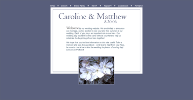 Loft - Twilight Wedding Website Design